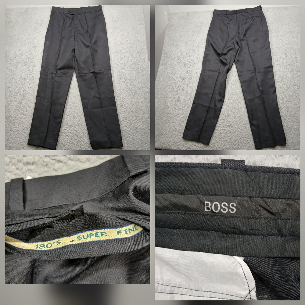 Hugo Boss Dress Pants Men's Black 180's Super Fine Wool Classic Fit 35x33